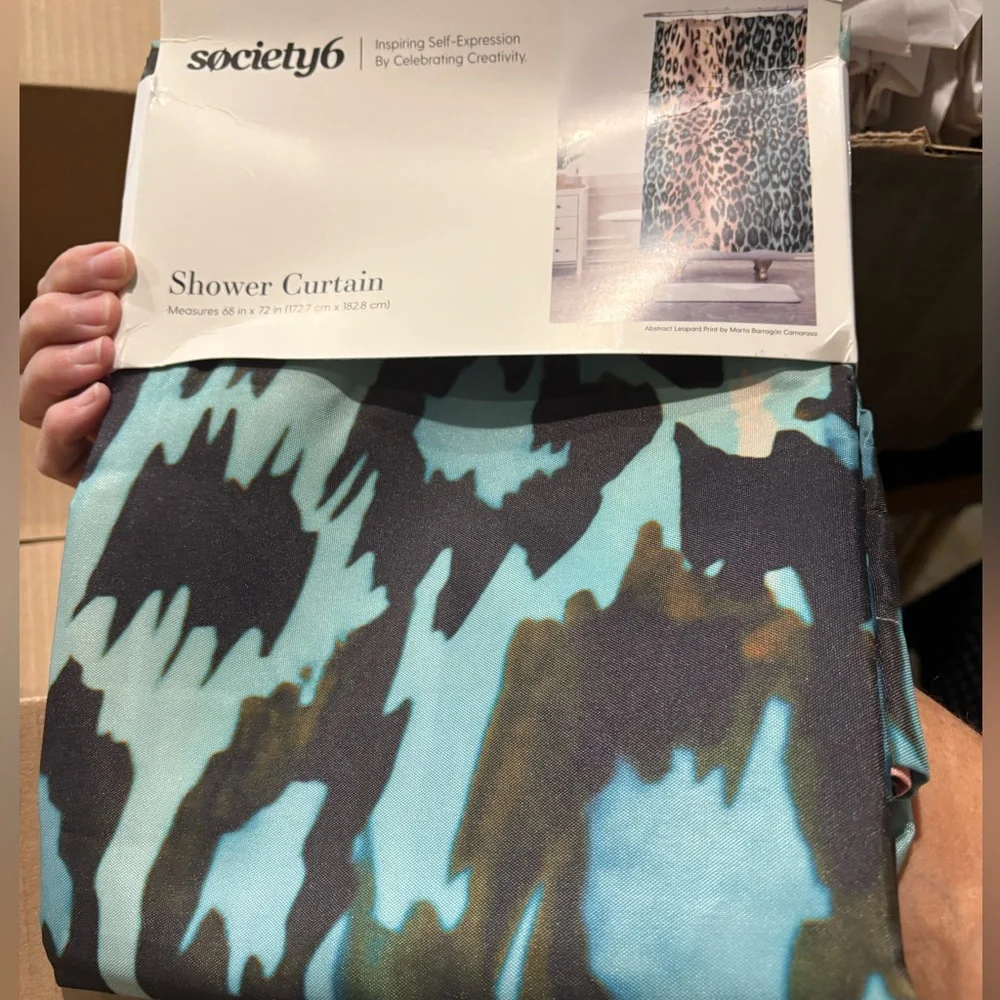 SOCIETY6 X MARTA BARRAGAN NWT abstract cheetah shower curtain -68x72